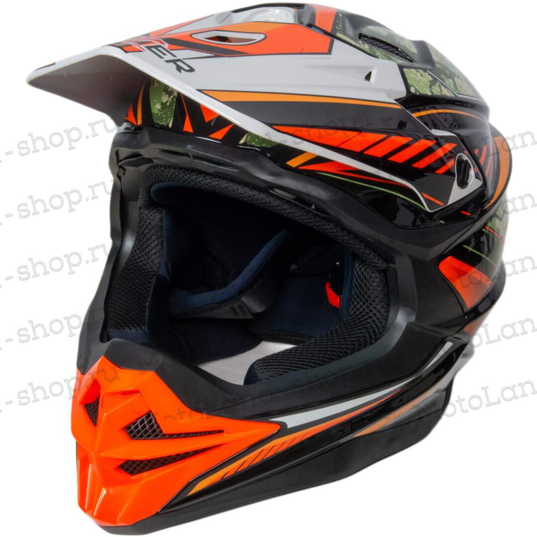 Шлем мото кроссовый HIZER J6803 №6 (S) BLACK/BLUE/GREEN