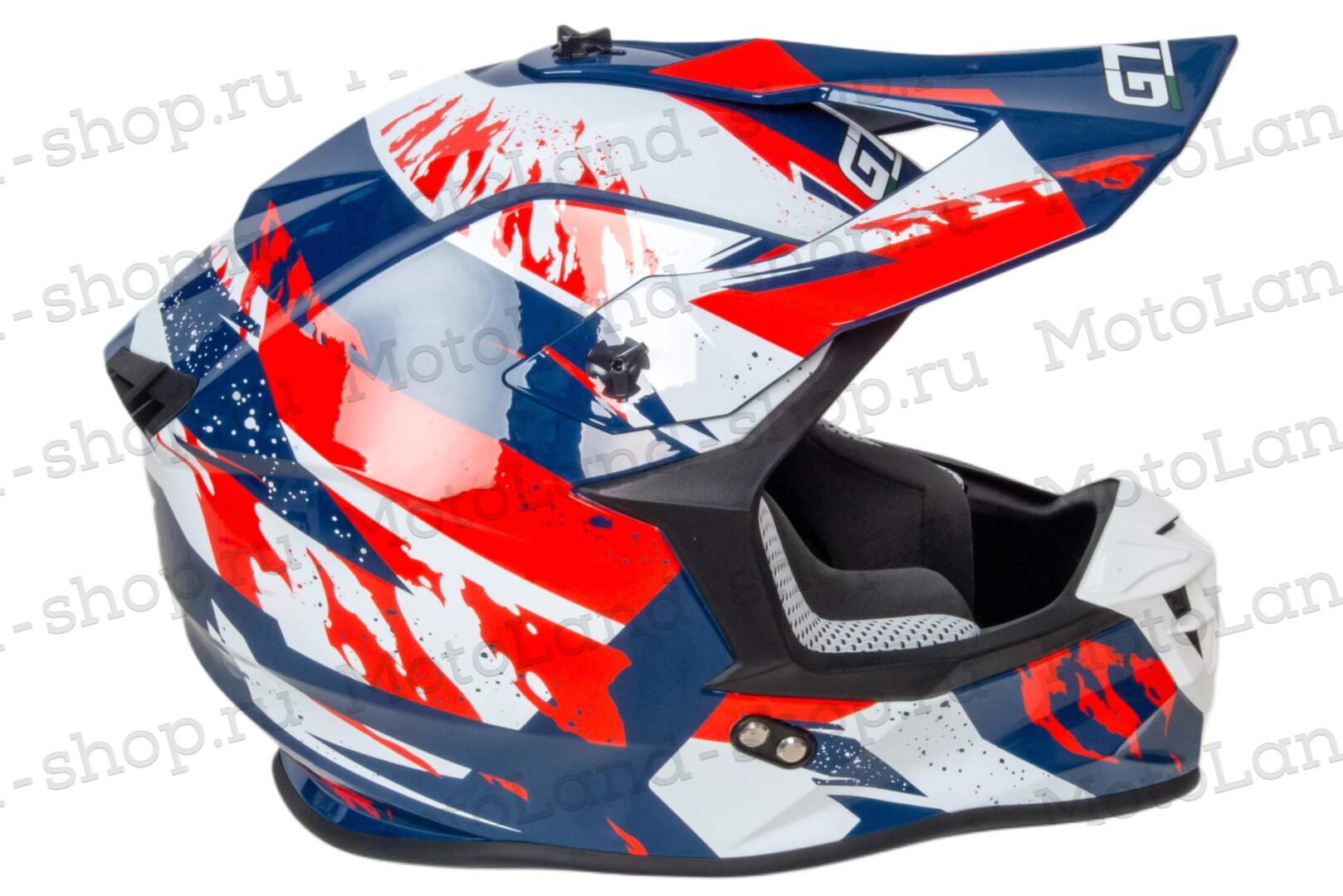 Шлем мото кроссовый GTX 633 №3 (M) BLUE/RED WHITE