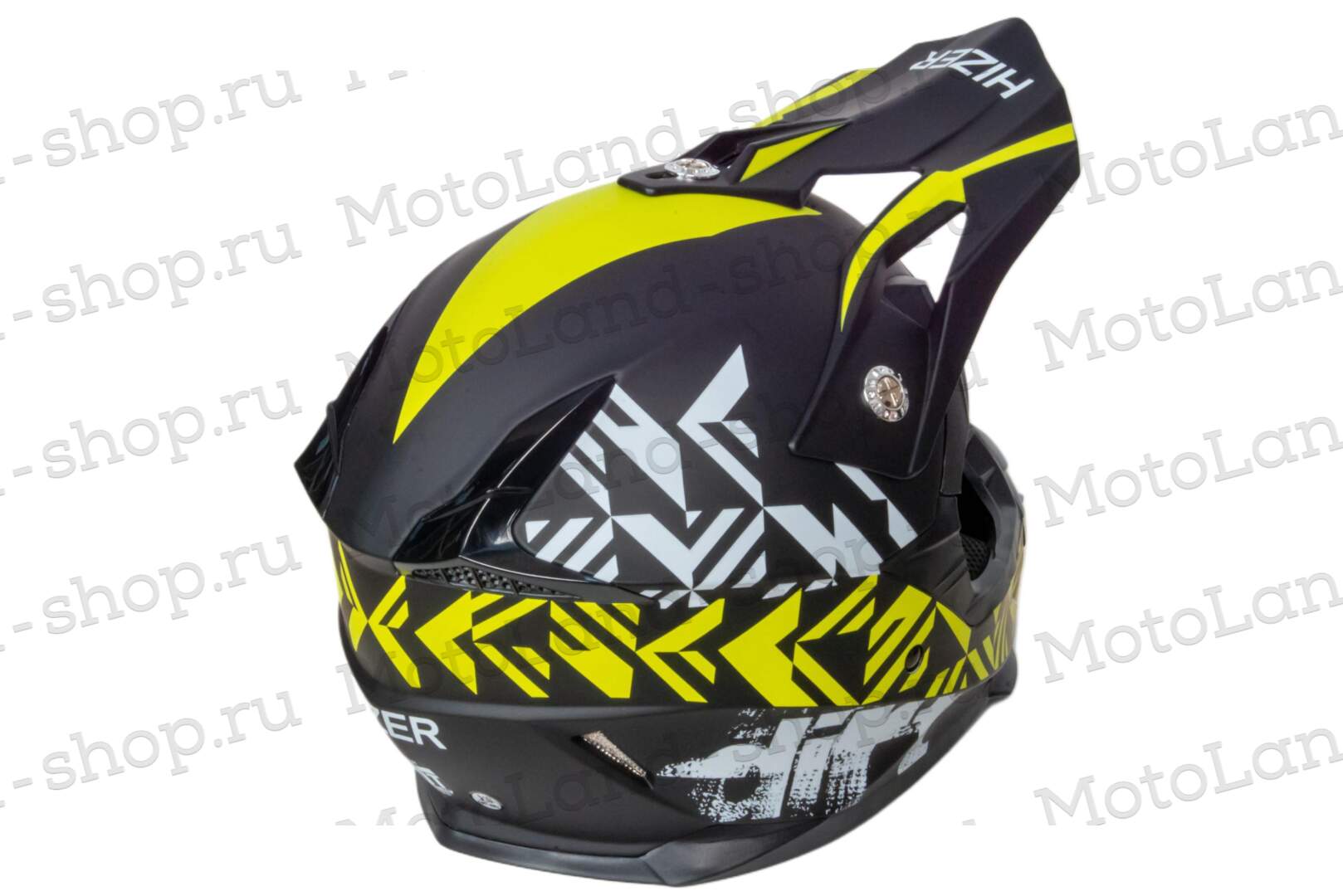 Шлем мото кроссовый HIZER 211 №2 (M)  black/green (подростковый)