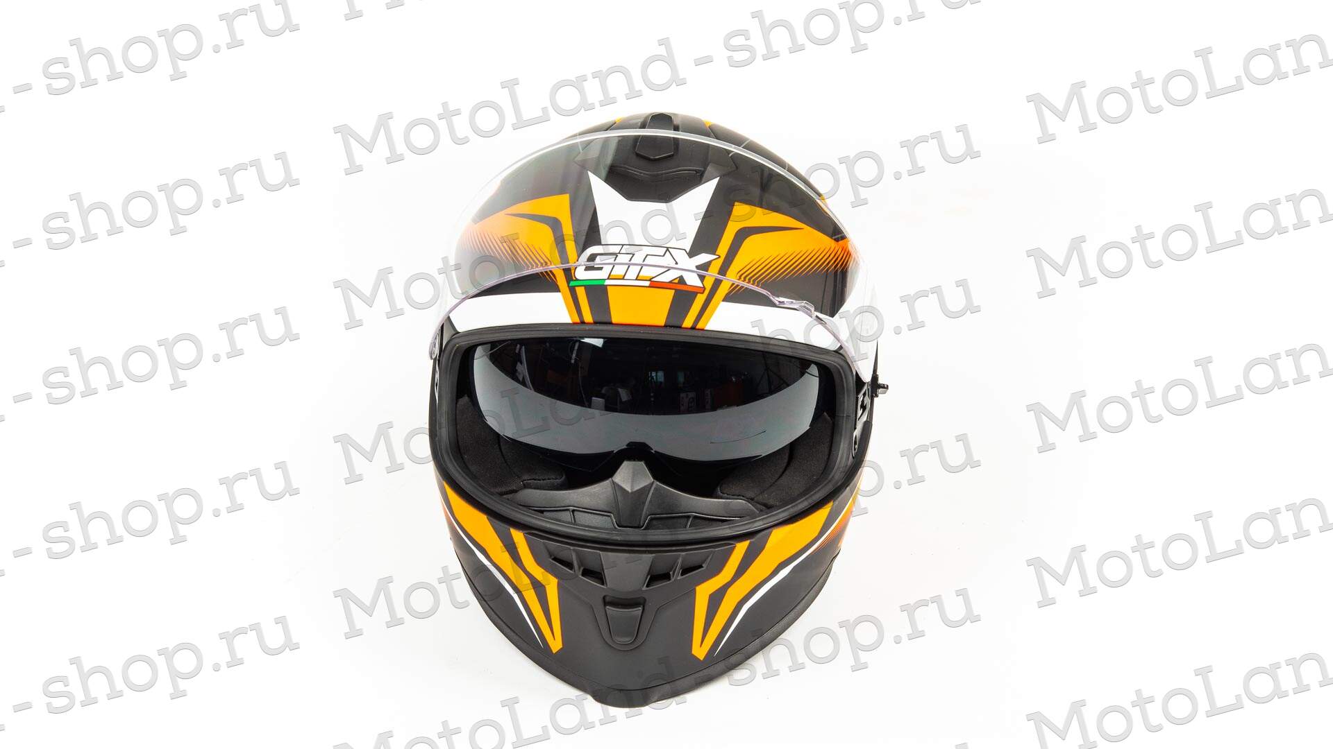 Шлем мото интеграл GTX 5672 №2 (XL)  BLACK/FLUO ORANGE GREY (2 визора)