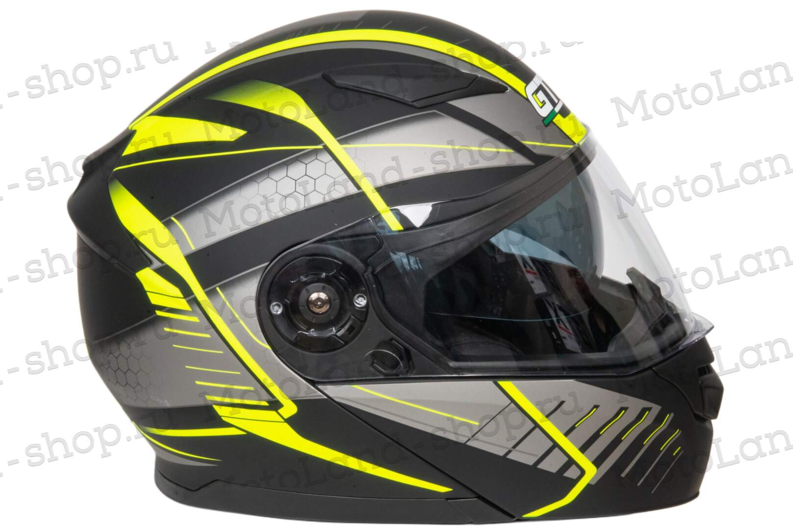 Шлем мото модуляр GTX 550 №3 (L) BLACK/FLUO YELLOW GREY (2 визора)