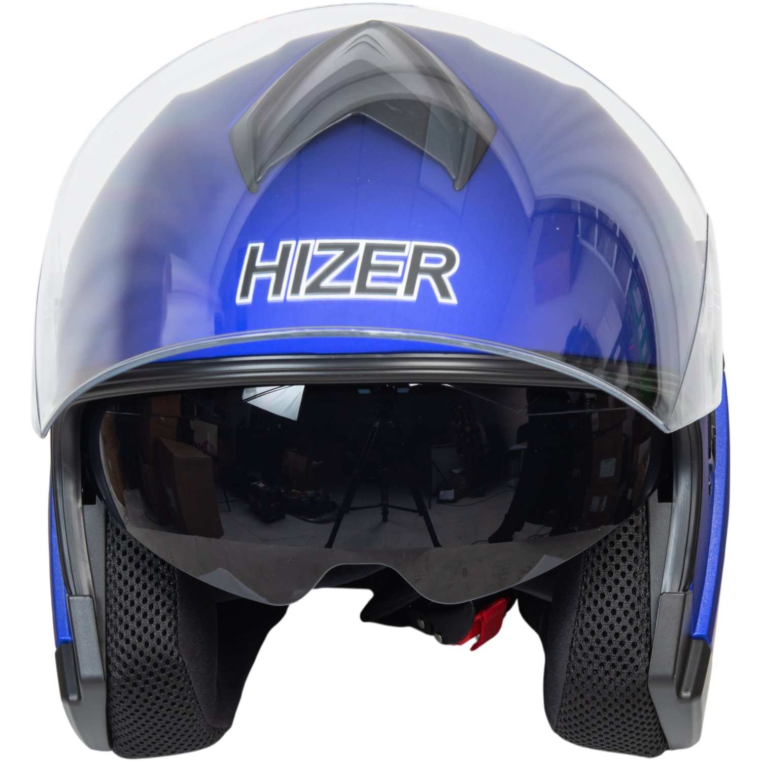 Шлем мото открытый HIZER J232 №2 (S) matte blue (2 визора)