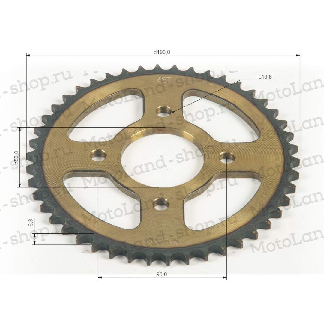 Венец, звезда ведомая (428H-46) сталь, закаленные зубья CG/CB 4х90х58