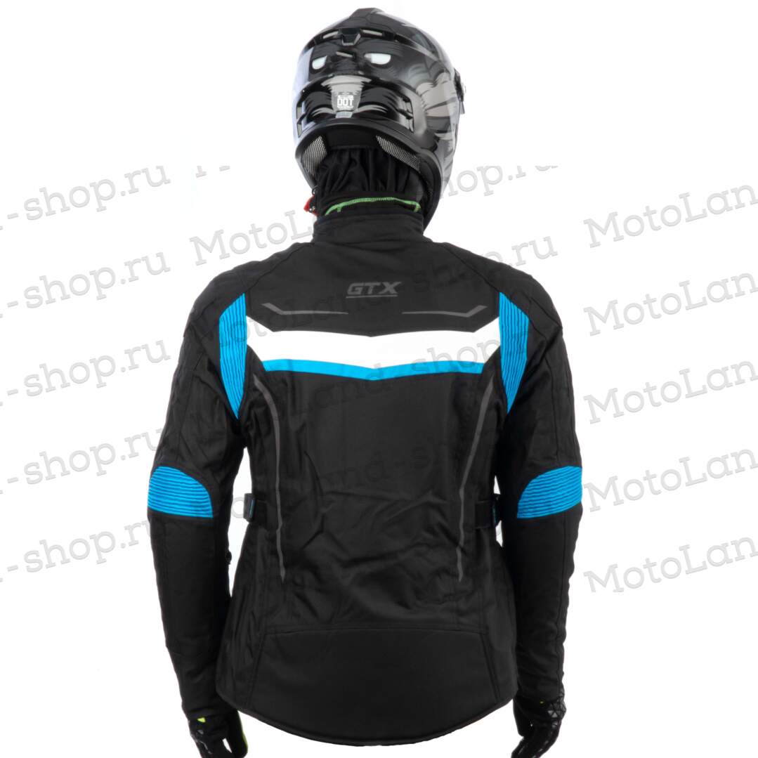 Куртка мотоциклетная (текстиль) женская GTX EJ-2424 BLACK/LIGHT BLUE (S)