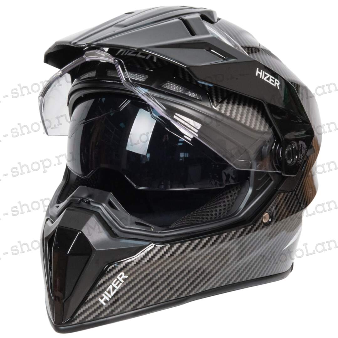 Шлем мото мотард HIZER J6808 №4 (XL) carbon (2 визора)