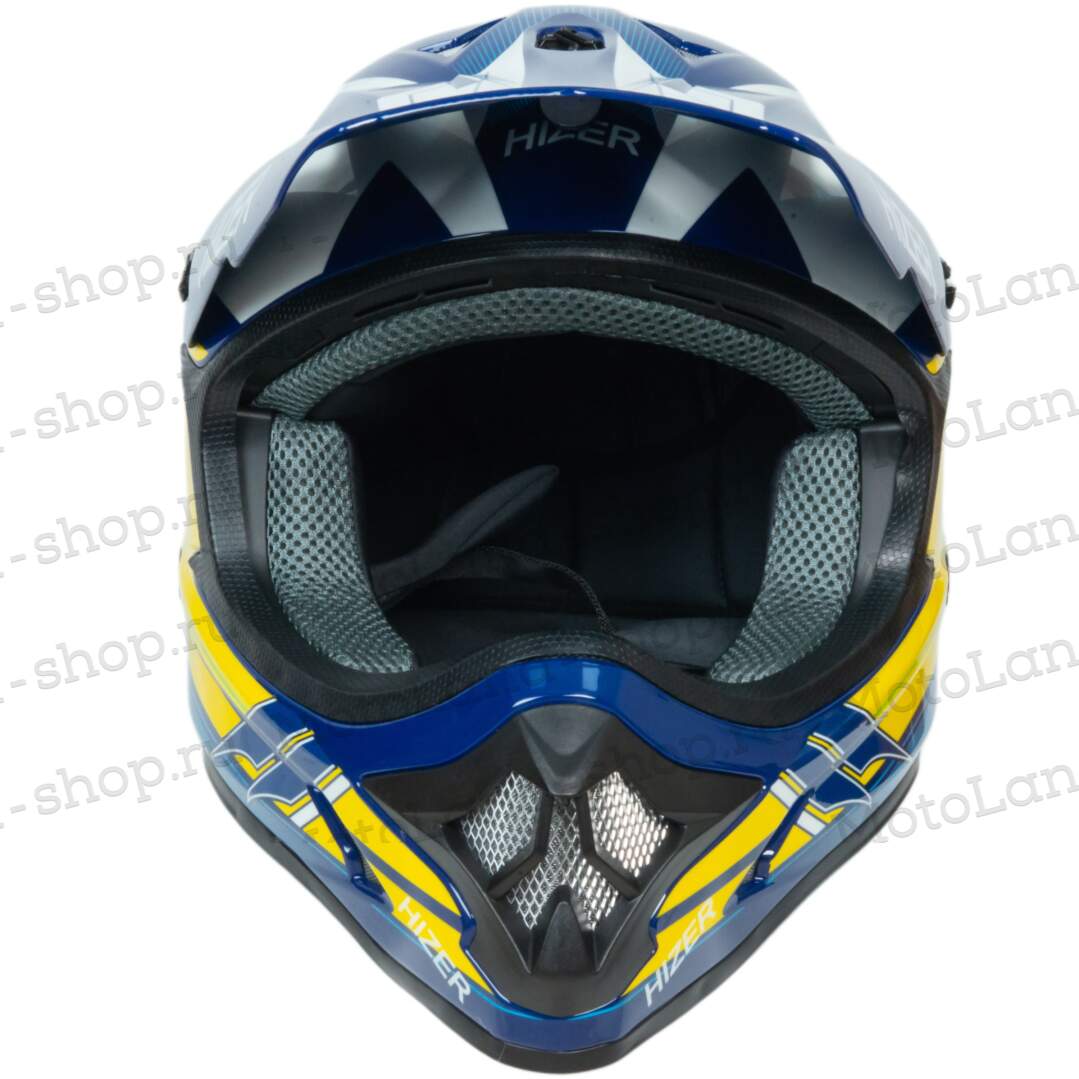 Шлем мото кроссовый HIZER J6805 №3 (XL) yellow/blue