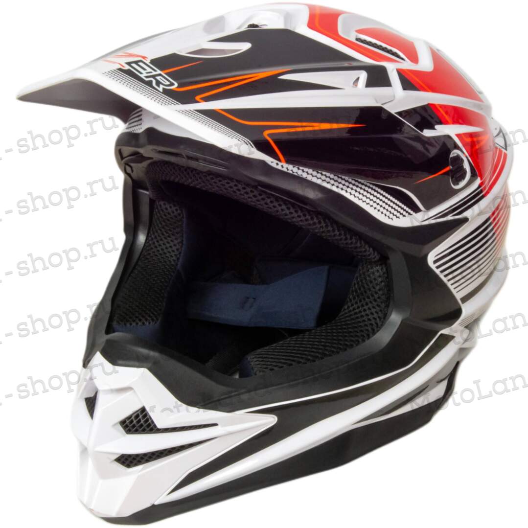 Шлем мото кроссовый HIZER J6803 №1 (M) WHITE/ORANGE