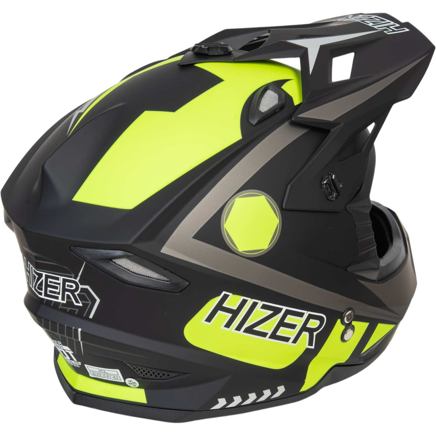 Шлем мото кроссовый HIZER J6801 №1 (XL) gray/lemon