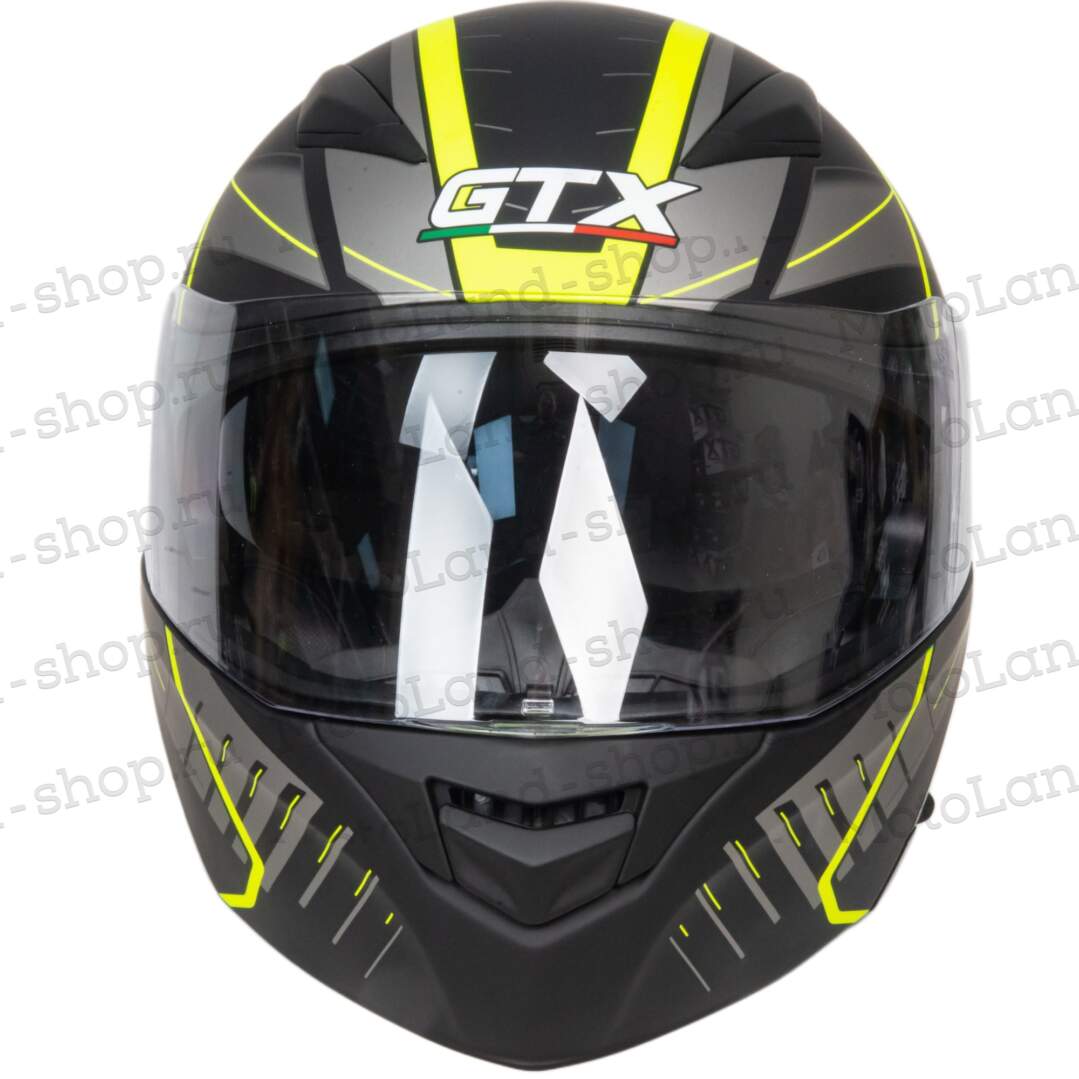 Шлем мото модуляр GTX 550 №3 (L) BLACK/FLUO YELLOW GREY (2 визора)