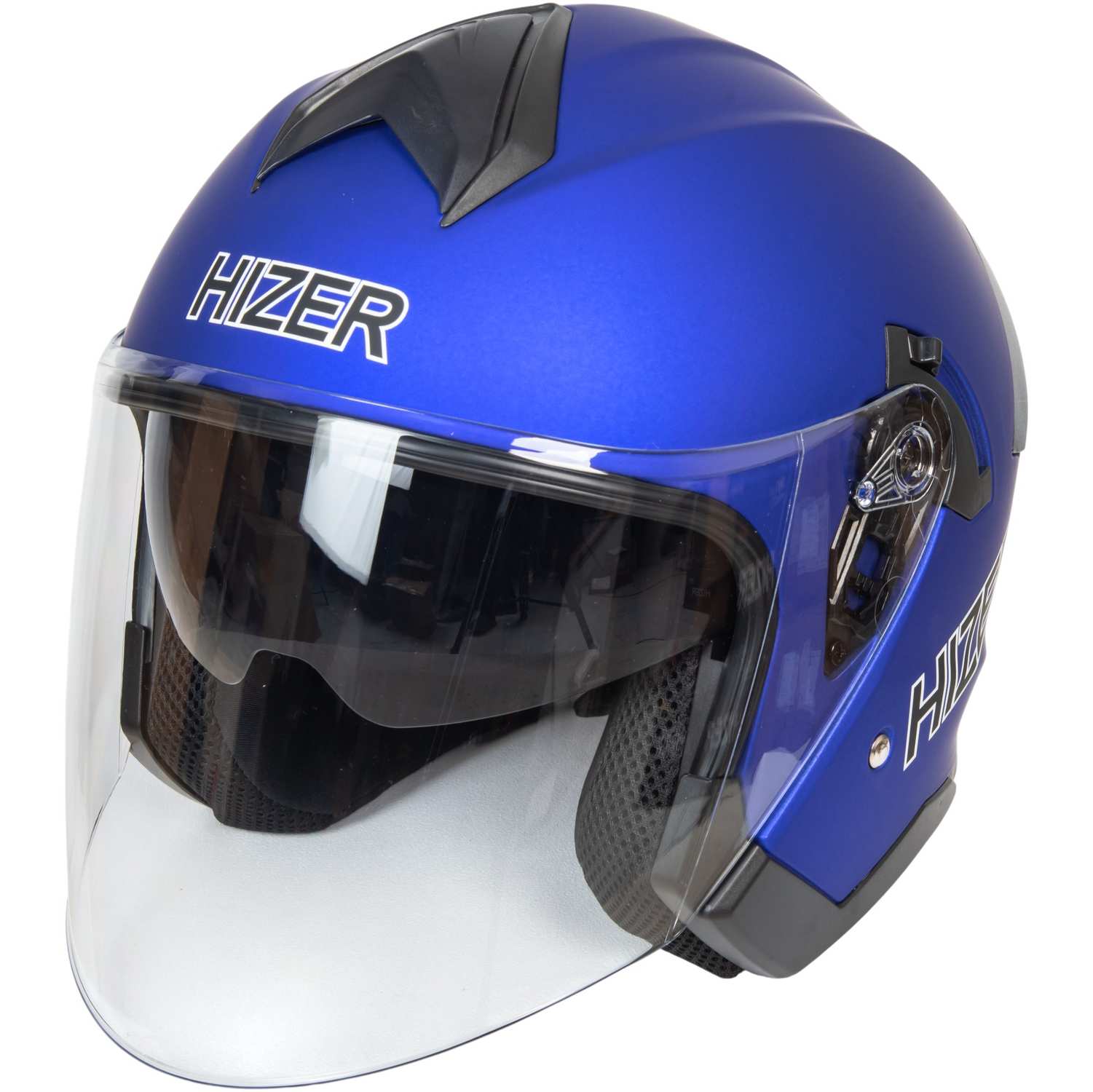 Шлем мото открытый HIZER J232 №2 (M) matte blue (2 визора)