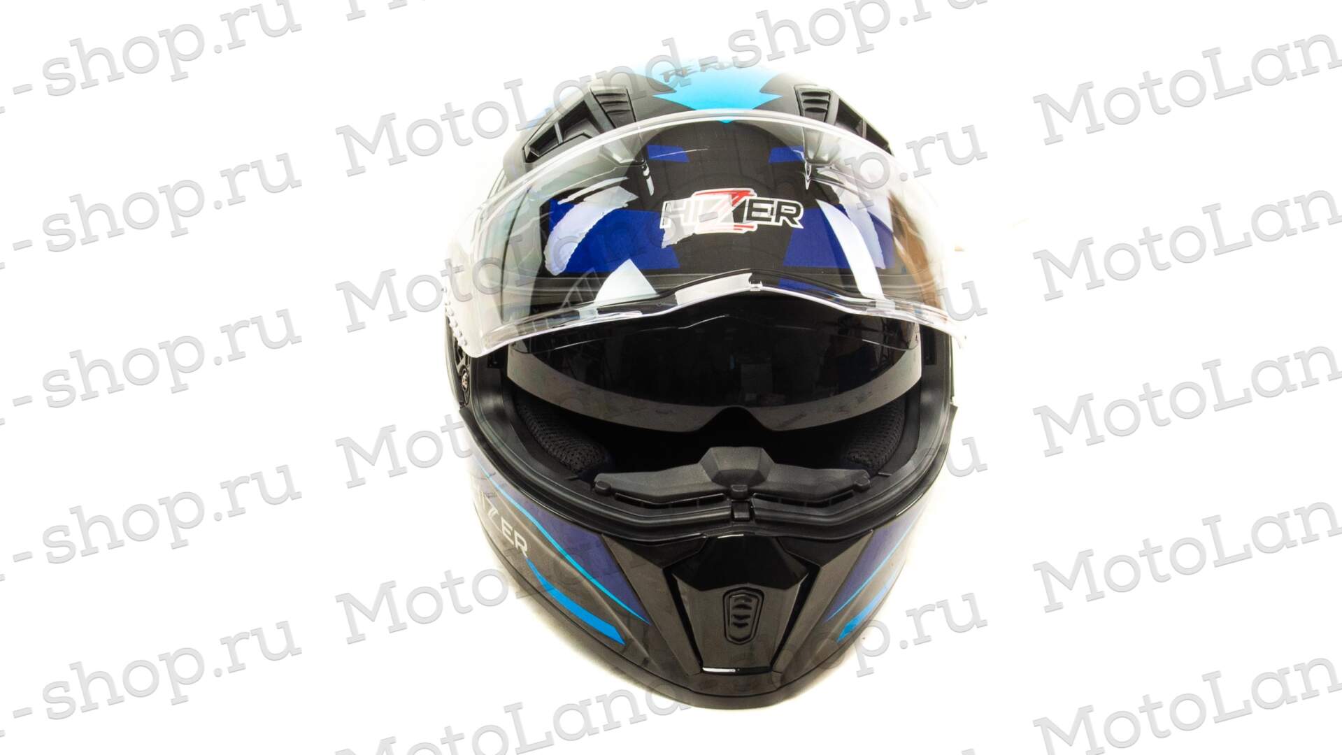 Шлем мото интеграл HIZER J5320 №1 (M)  black/blue (2 визора)