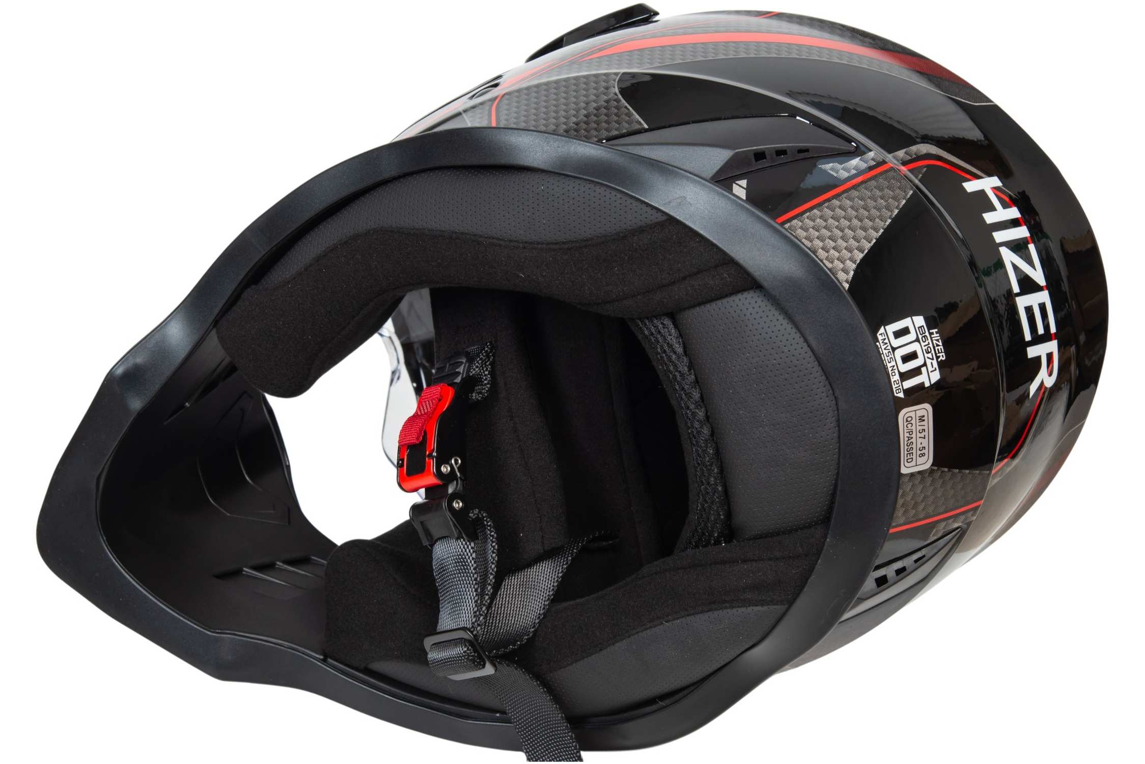 Шлем мото мотард HIZER B6197-1 №5 (L) black/red