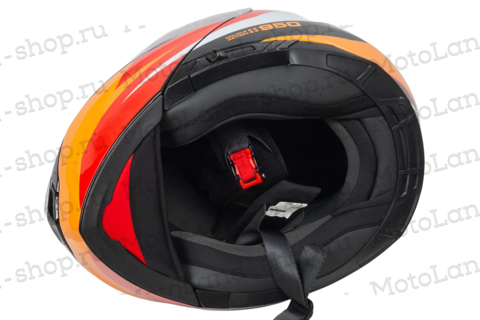 Шлем мото модуляр GTX 550 №2 (L) BLACK/WHITE ORANGE RED (2 визора)