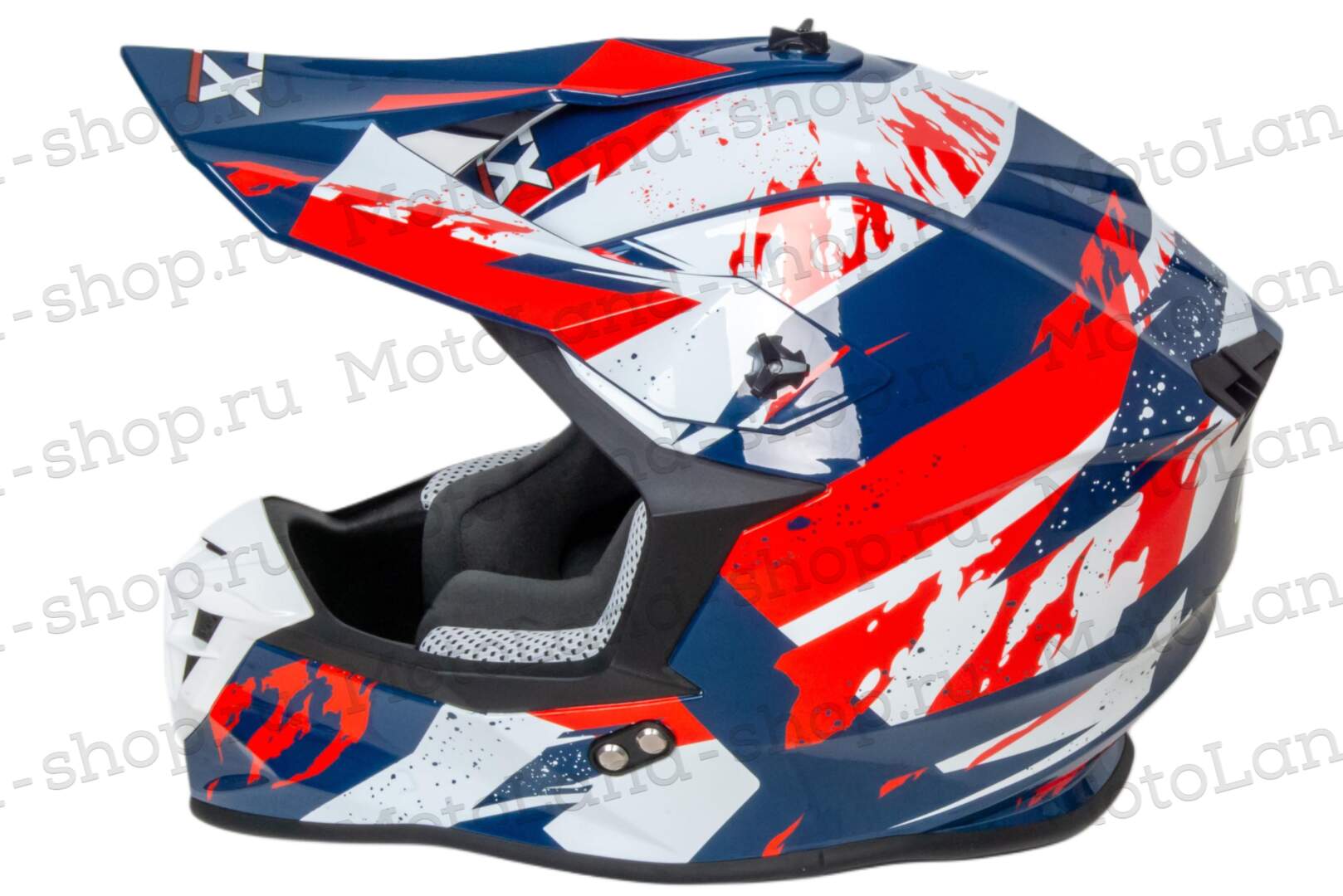 Шлем мото кроссовый GTX 633 №3 (XL) BLUE/RED WHITE