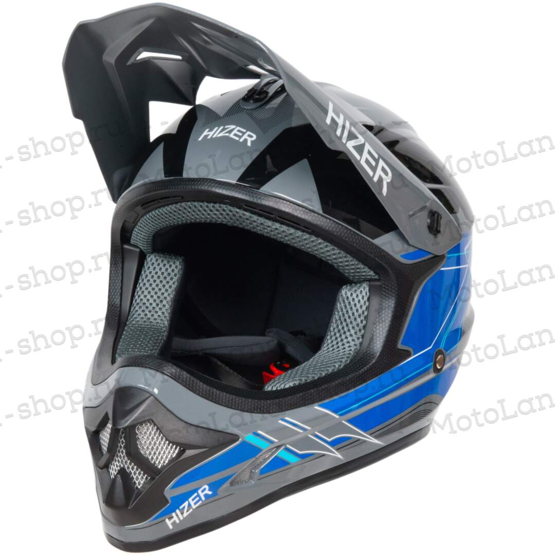 Шлем мото кроссовый HIZER J6805 №4 (XL) grey/blue
