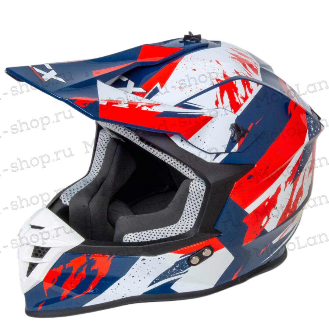 Шлем мото кроссовый GTX 633 №3 (L) BLUE/RED WHITE