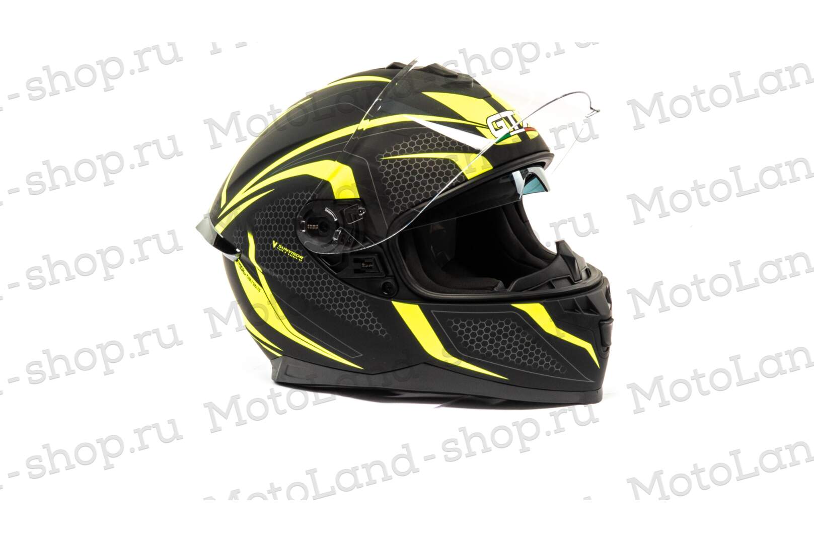 Шлем мото интеграл GTX 5672 №5 (XL) BLACK/FLUO YELLOW/GREY