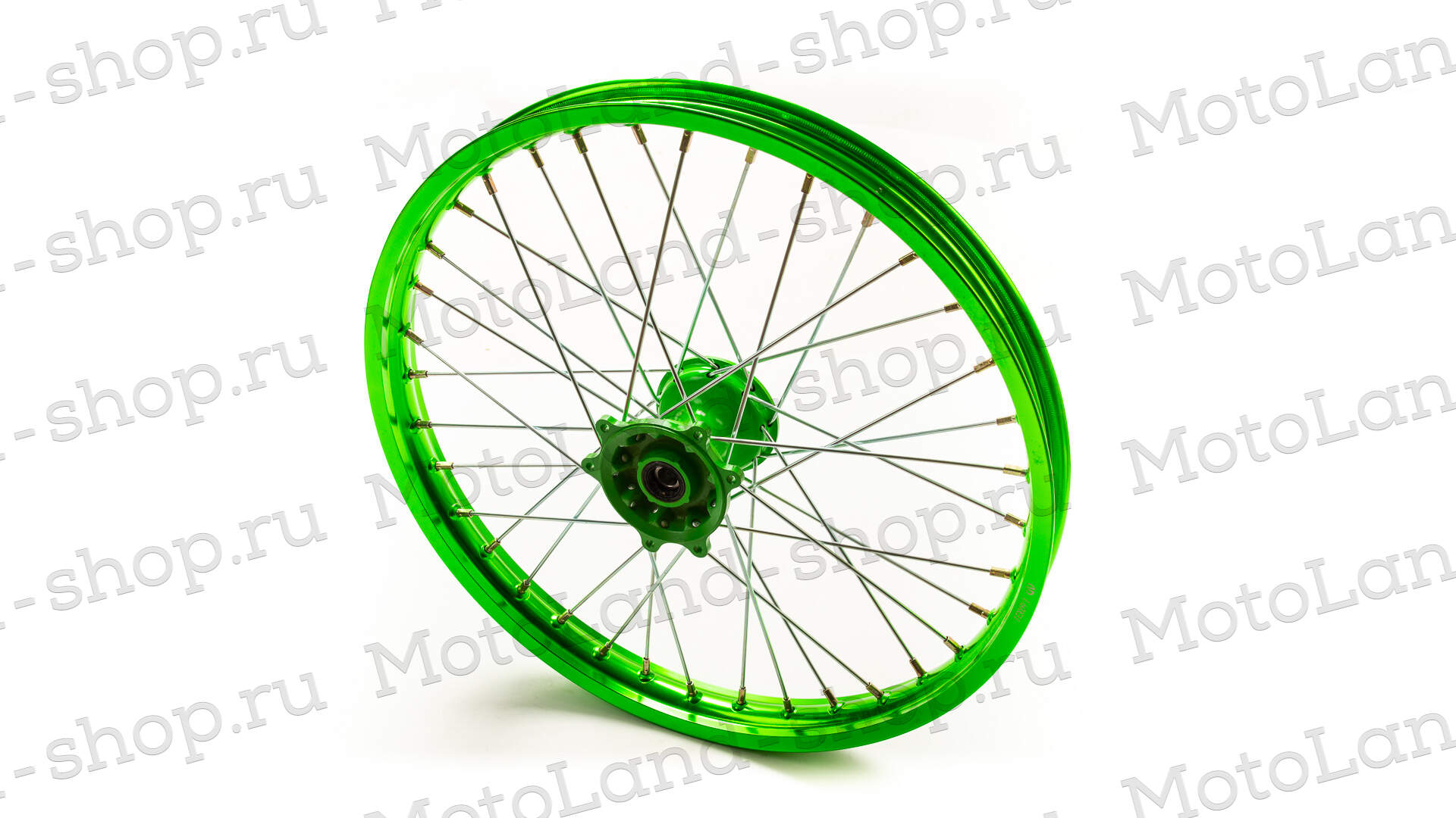 Обод передний 21" (1,60-R21 d=15mm) CNC ступица, алюминий/зеленый X-TECH (6x116x100)
