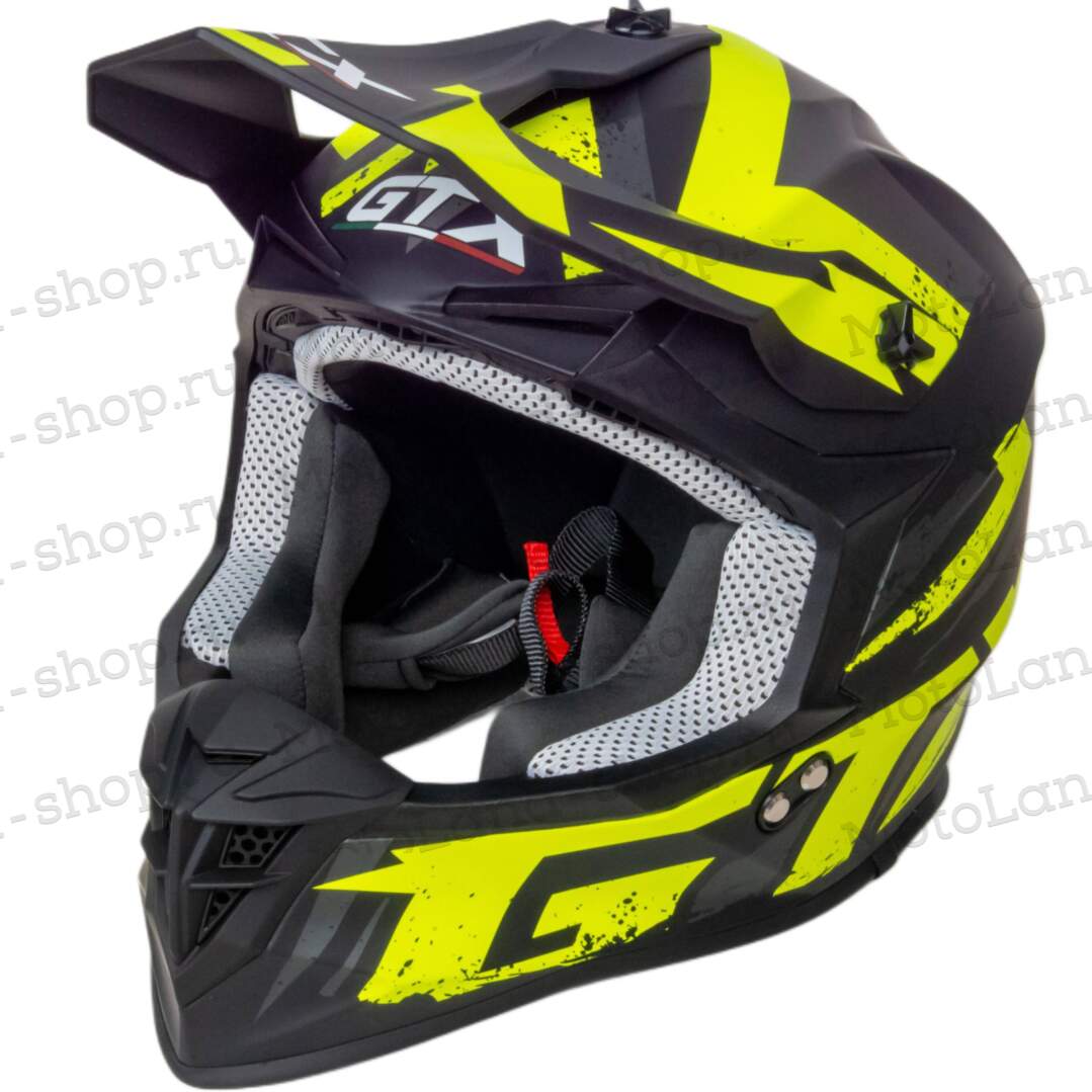 Шлем мото кроссовый GTX 633 №8 (XL) BLACK/FLUO YELLOW GREY