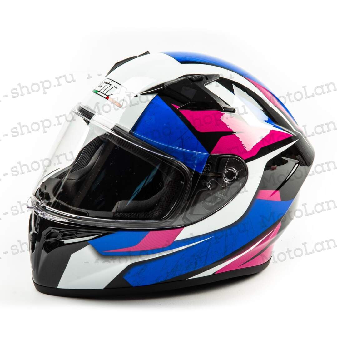 Шлем мото интеграл GTX 578 №3 (XL) BLACK/PINK BLUE WHITE