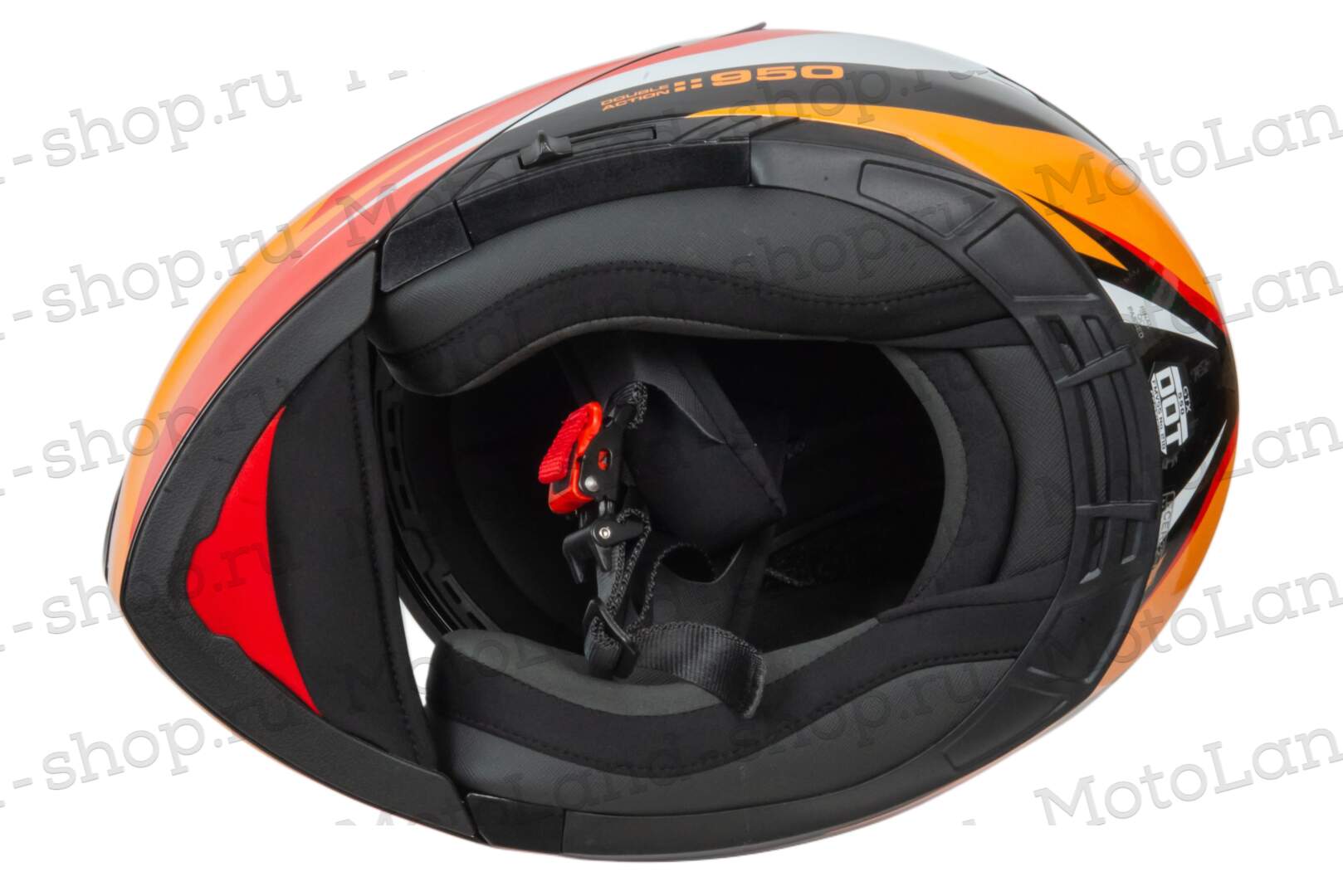 Шлем мото модуляр GTX 550 №2 (L) BLACK/WHITE ORANGE RED (2 визора)