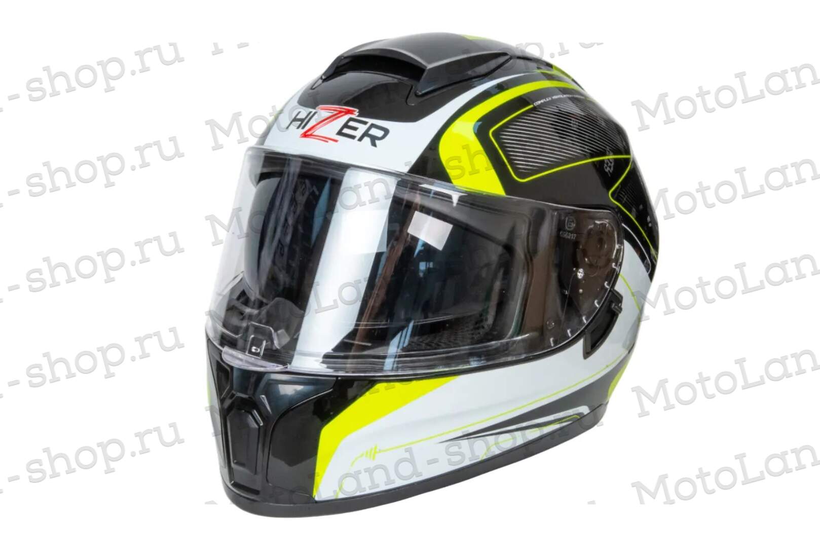 Шлем мото интеграл HIZER B566 №1 (M)  black/white/yellow (2 визора) 