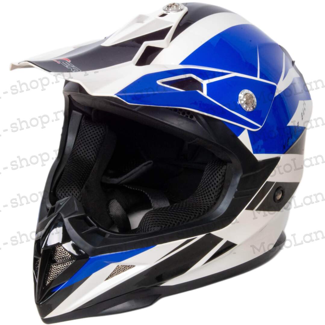 Шлем мото кроссовый HIZER 915 №8 (S) white/blue/black