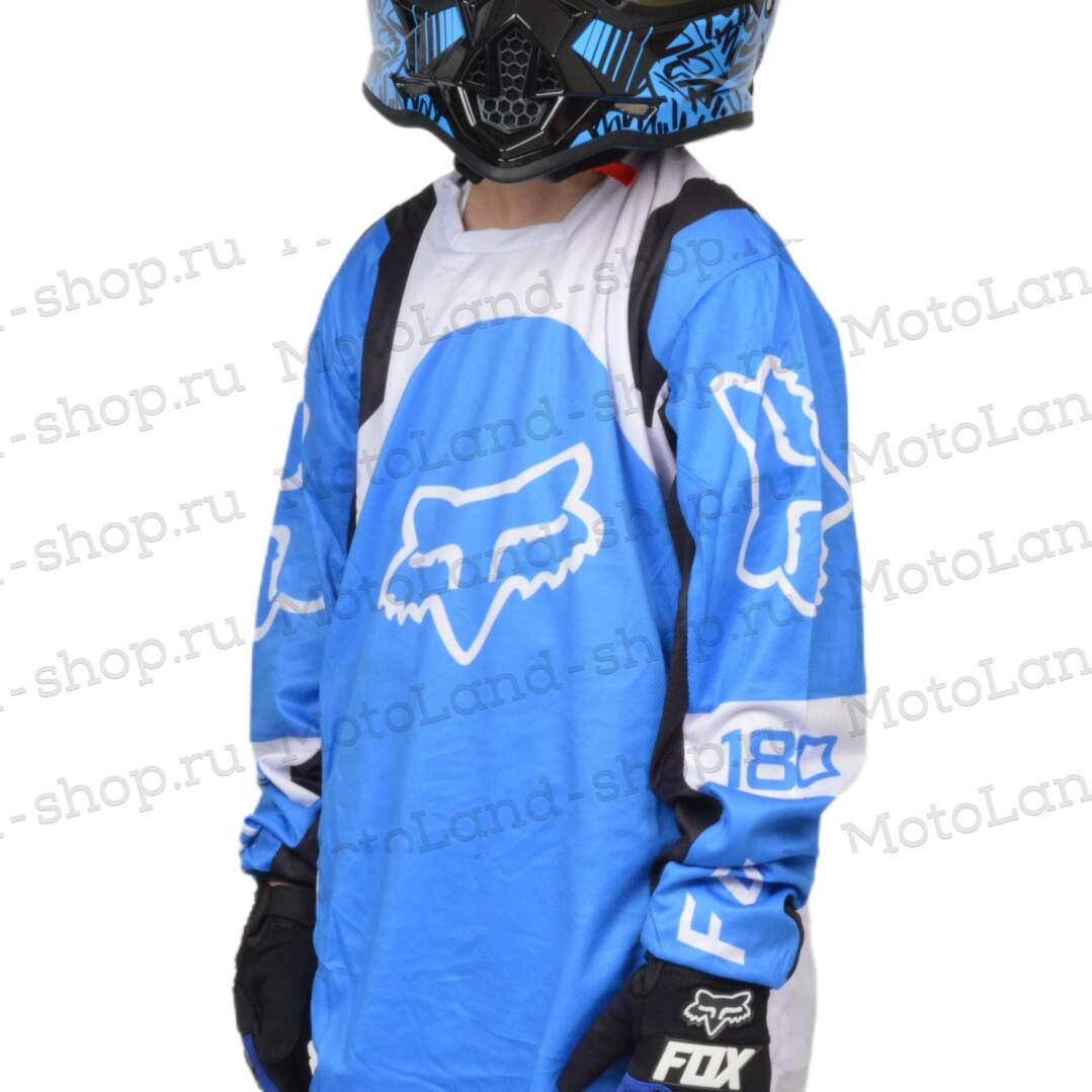 Джерси/футболка для мотокросса (детская) FOX №3 / Blue/White (рост 145-155 см)
