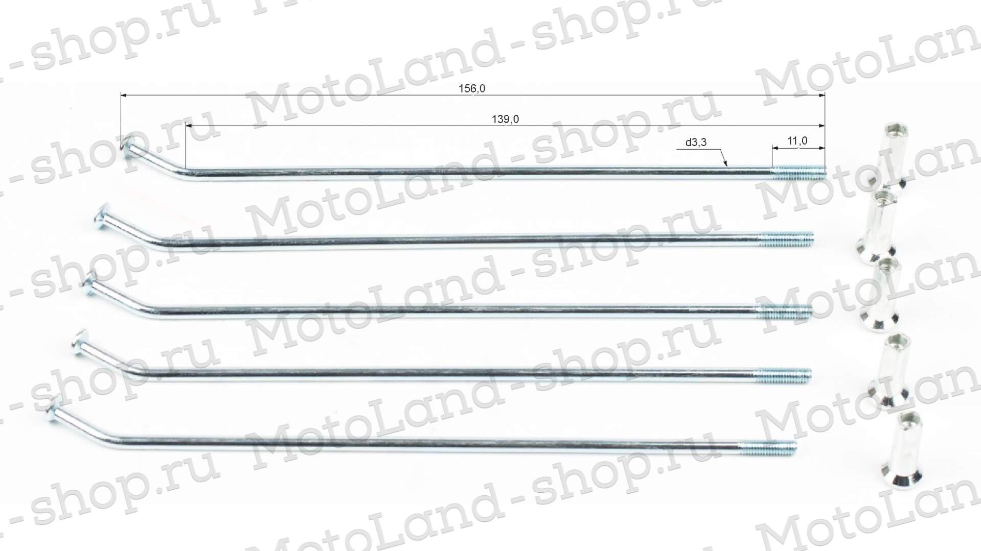 Спицы + ниппель Кросс 14" XR125/TTR125 (D=3.1 мм, L=156 мм, компл=32шт)