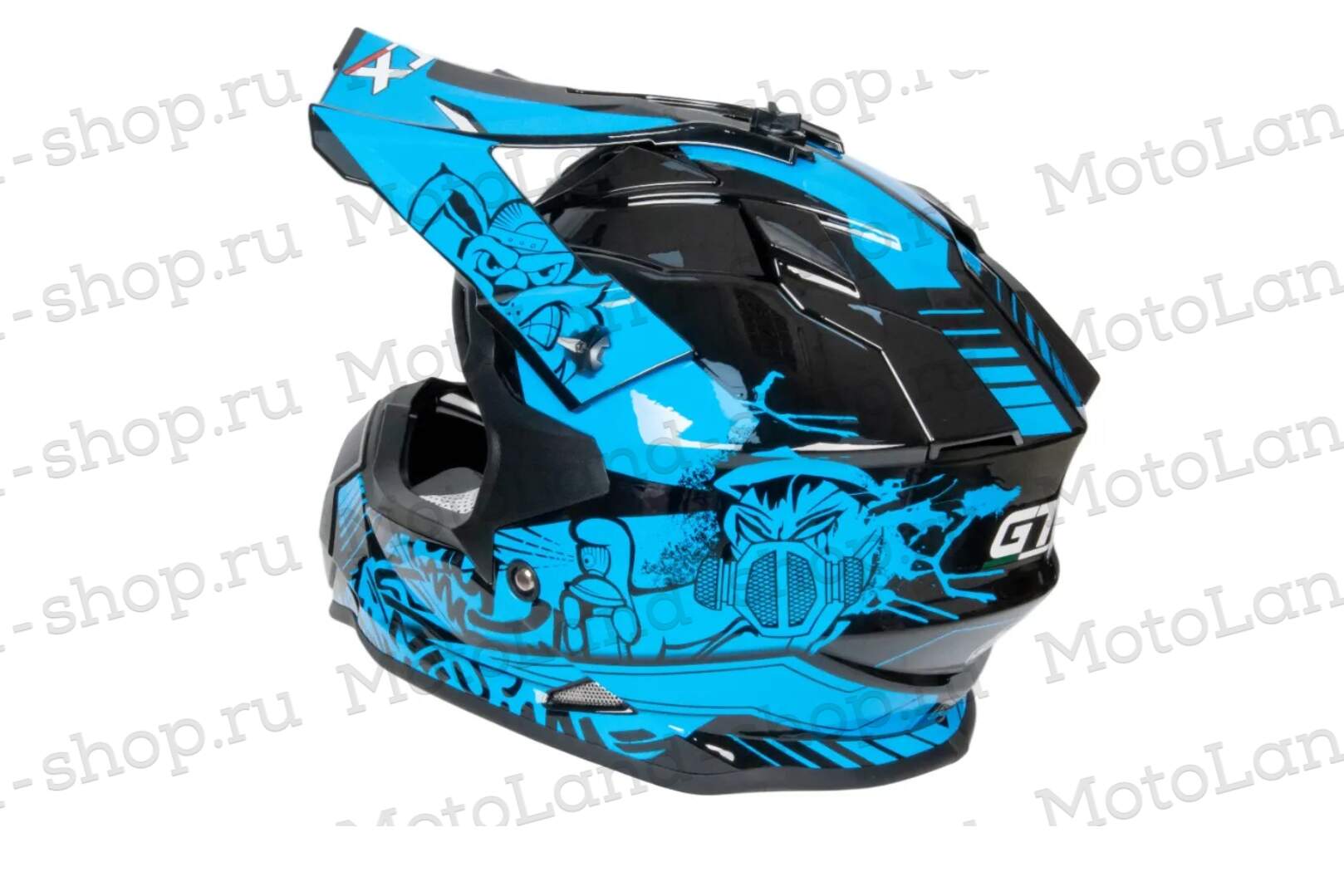 Шлем мото кроссовый GTX 632S №3 (L) BLACK / BLUE детский (53-54)