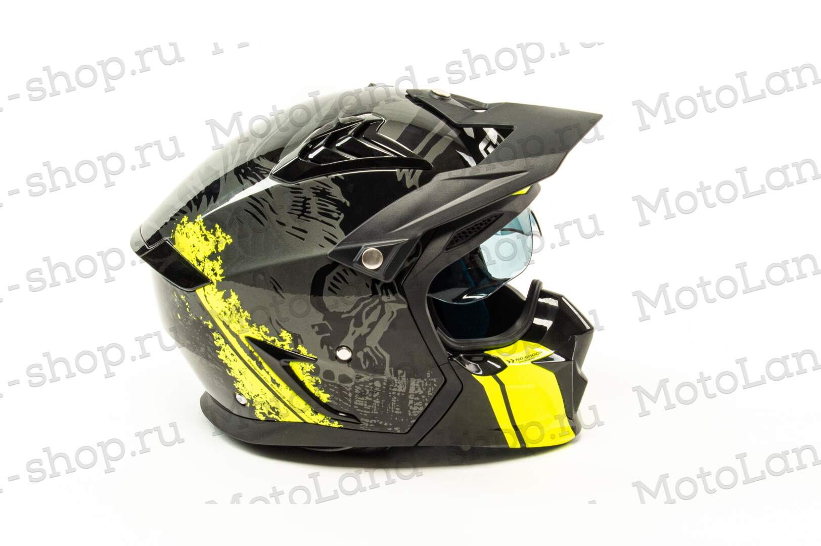 Шлем мото мотард GTX 690 №2 (M) BLACK/FLUO YELLOW GREY