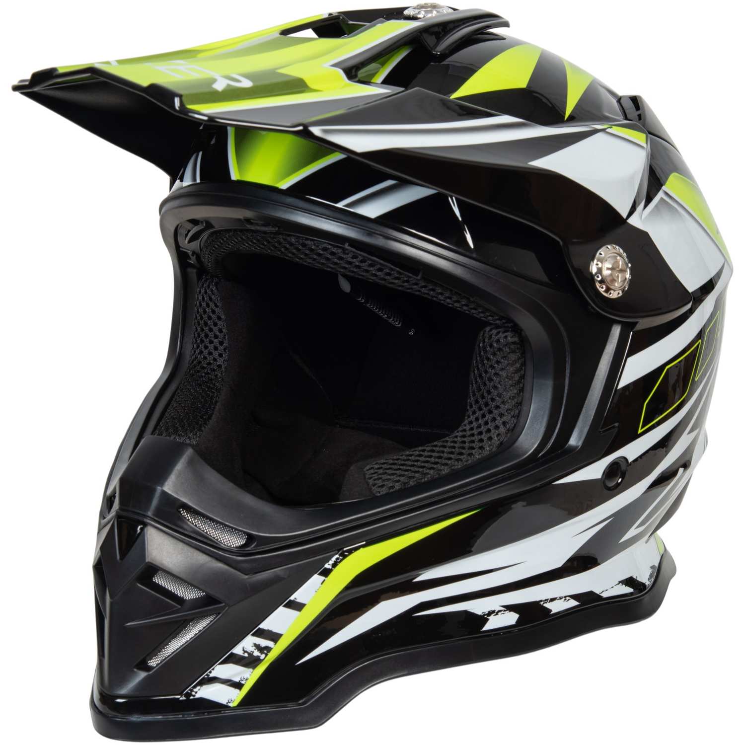 Шлем мото кроссовый HIZER B6197 №5 (L)  black/yellow/white
