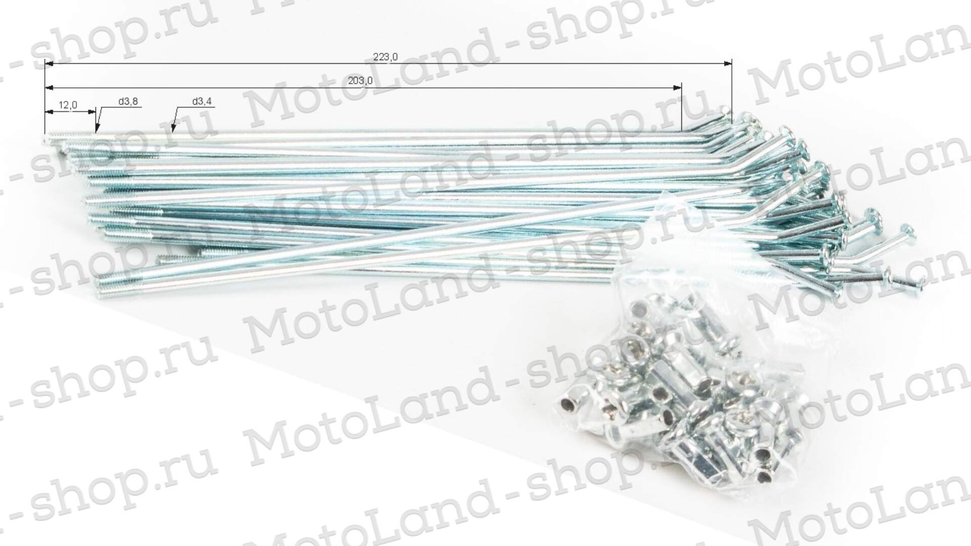 Спицы + ниппель 18" (224 мм, компл=32шт) TTR250 Спицы + ниппель 18" (224 мм, компл=32шт) TTR250