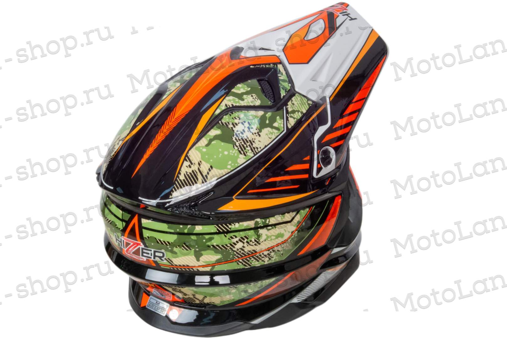 Шлем мото кроссовый HIZER J6803 №6 (L) BLACK/BLUE/GREEN