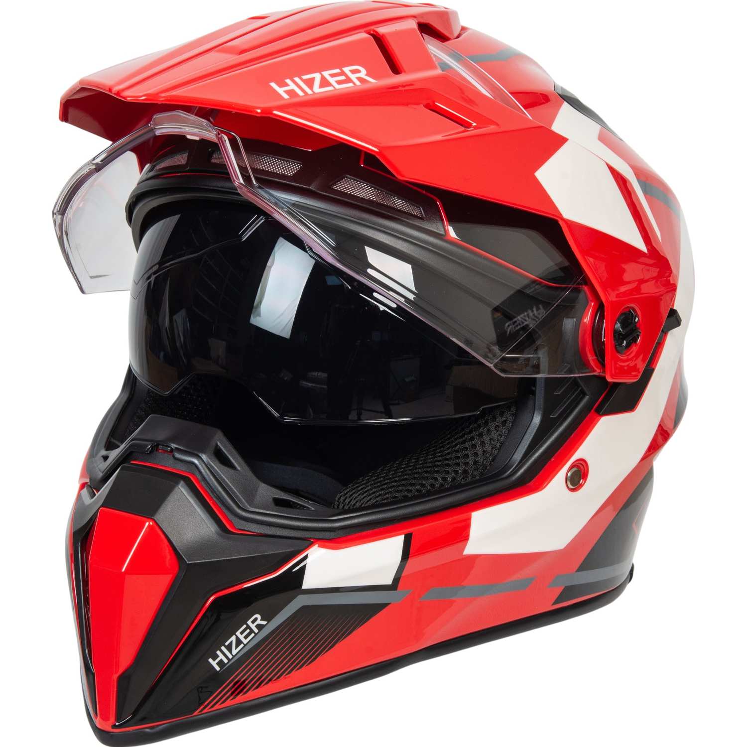 Шлем мото мотард HIZER J6808 №2 (S) red (2 визора)