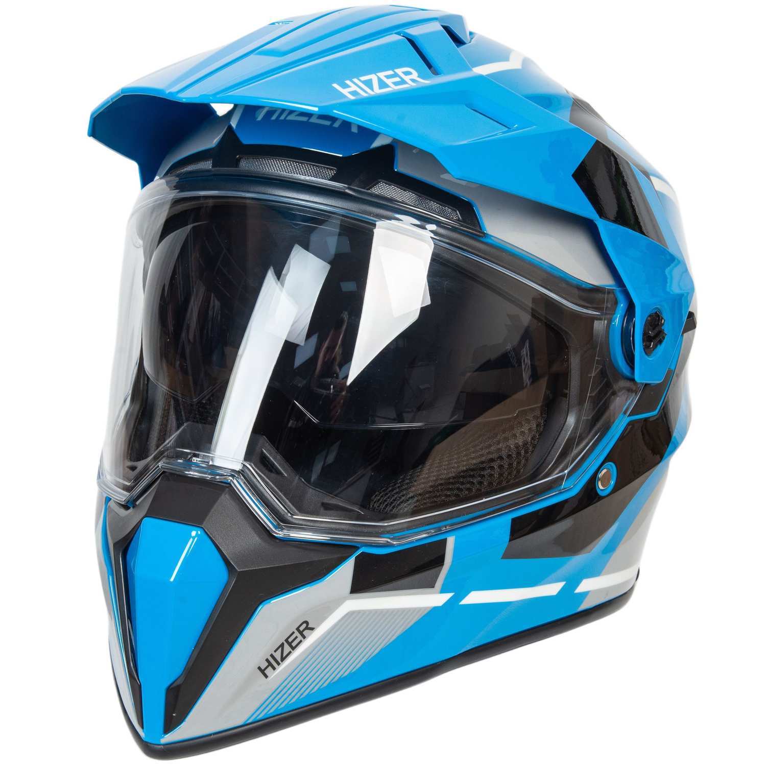 Шлем мото мотард HIZER J6808 №1 (L) blue (2 визора)