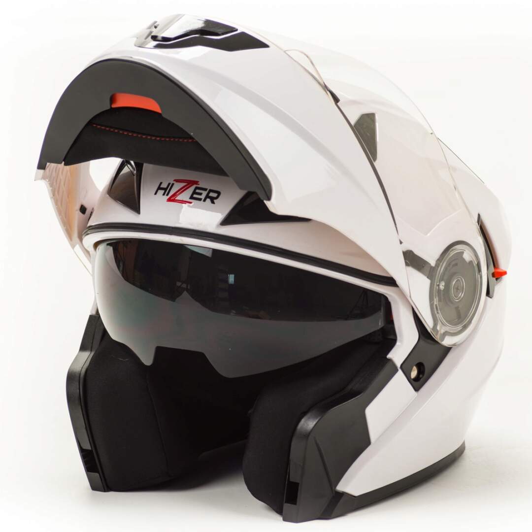 Шлем мото модуляр HIZER 627 (M) white (2 визора)
