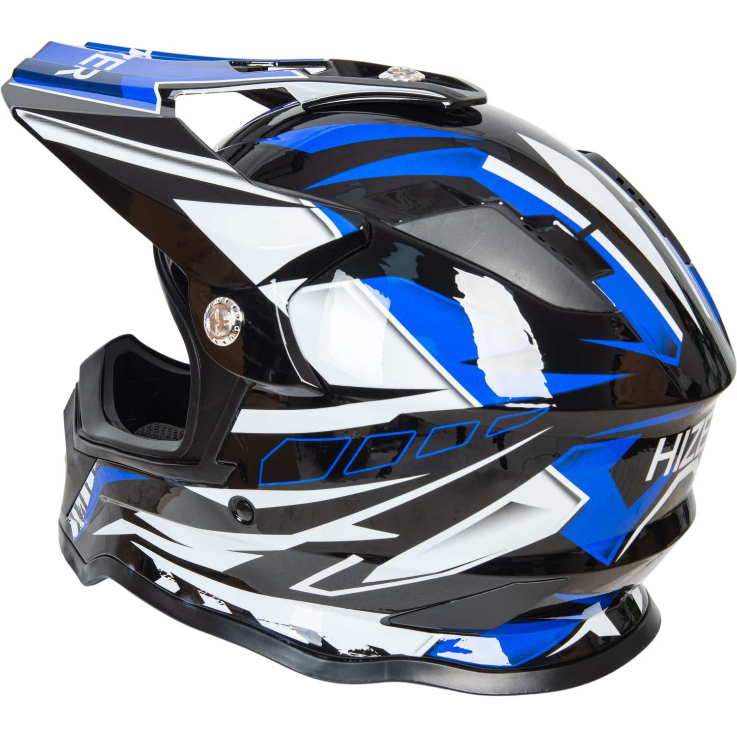 Шлем мото кроссовый HIZER B6197 №4 (M) black/blue/white