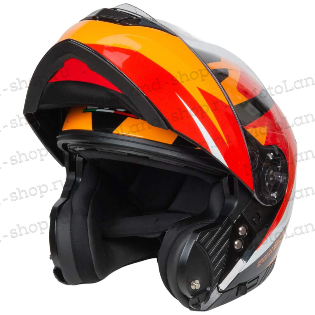 Шлем мото модуляр GTX 550 №2 (S) BLACK/WHITE ORANGE RED (2 визора)