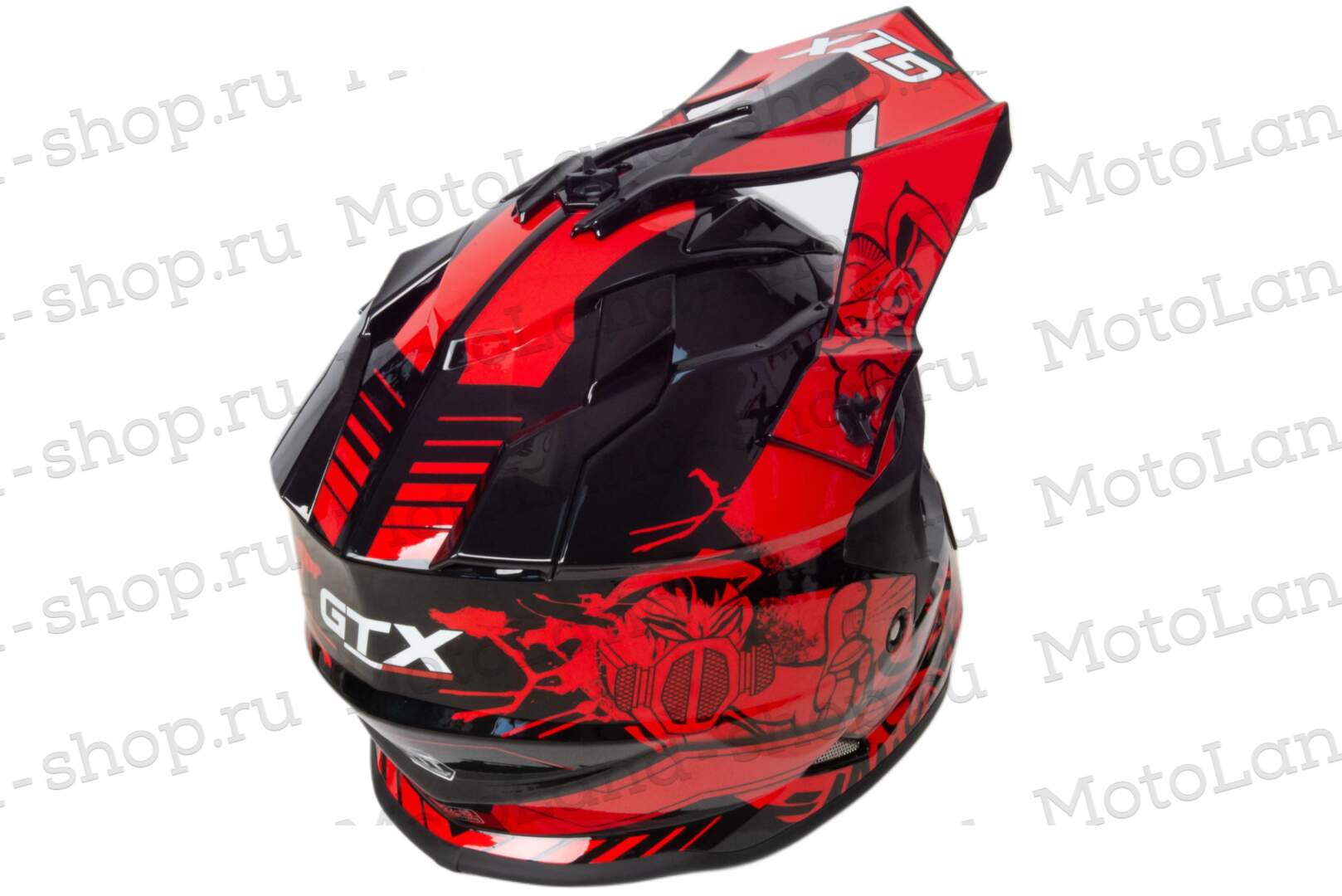 Шлем мото кроссовый GTX 632S №2 (M) BLACK / RED детский (51-52)