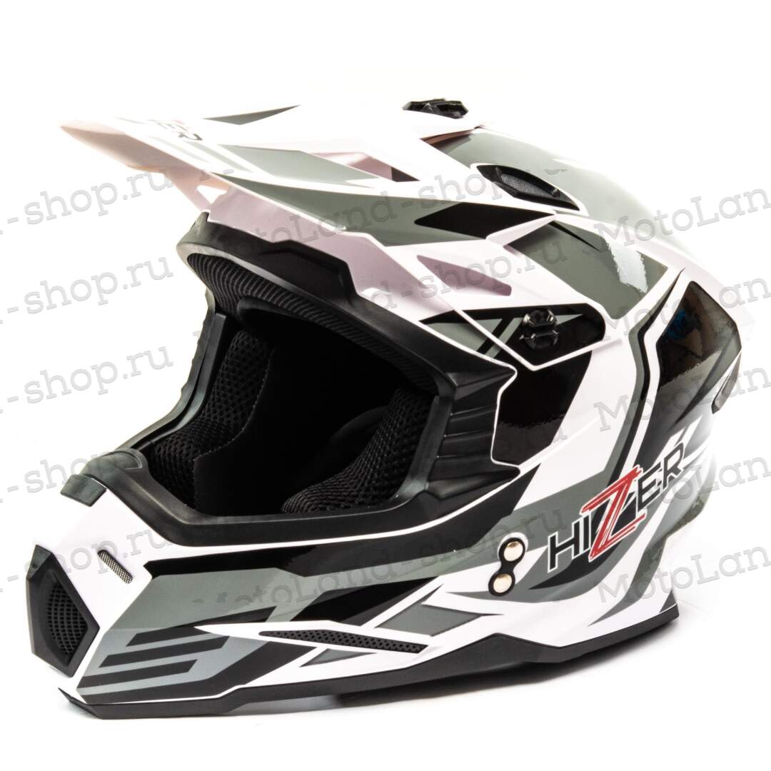 Шлем мото кроссовый HIZER J6801 №4 (M) white/gray