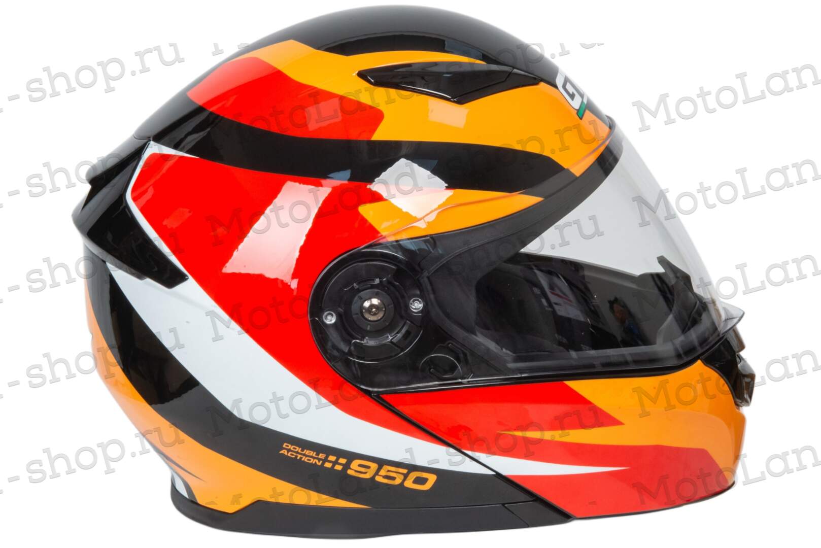 Шлем мото модуляр GTX 550 №2 (L) BLACK/WHITE ORANGE RED (2 визора)
