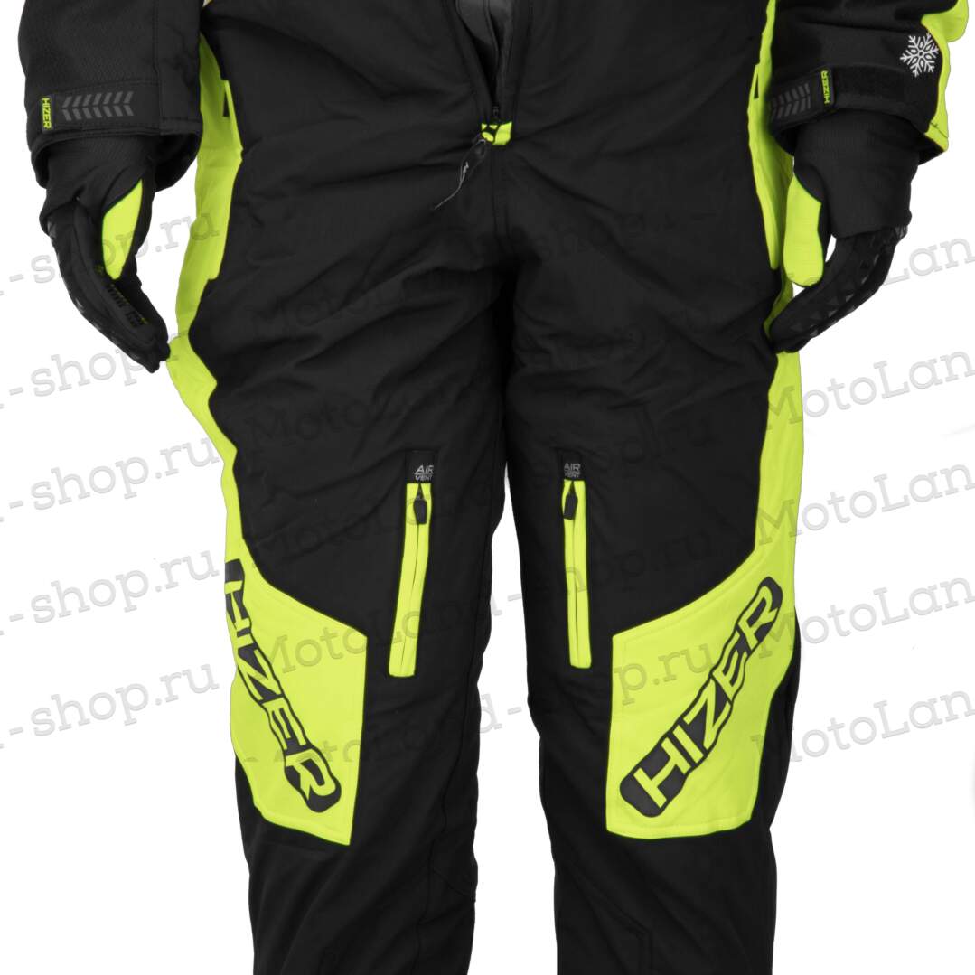 Комбинезон для снегохода HIZER №1 black-yellow (текстиль) (S)