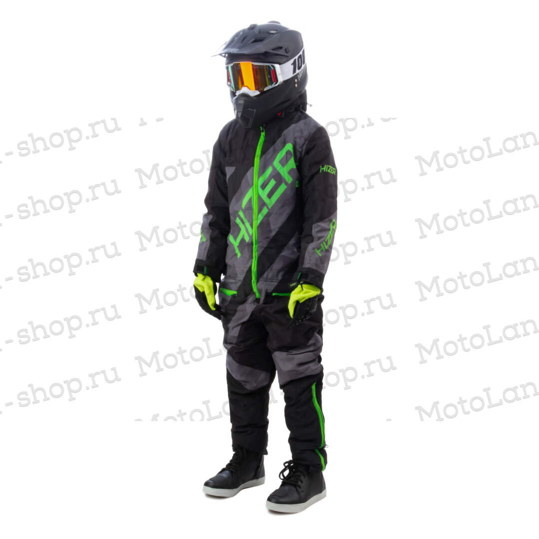 Комбинезон для снегохода (детский) HIZER №5 black-green (текстиль) (12Y)
