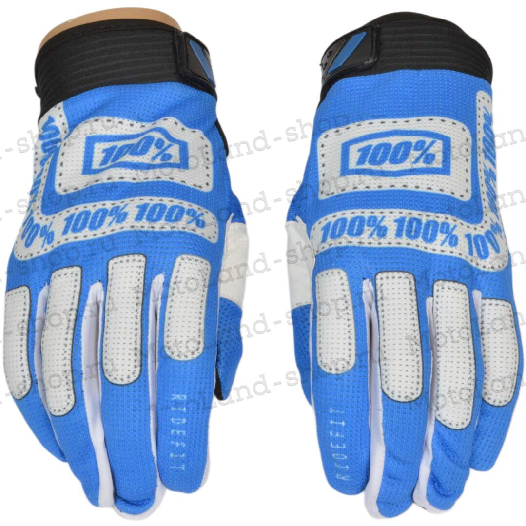 Перчатки мото 100% №2 light blue/white (XL) мотокросс Перчатки мото 100% №2 light blue/white (XL) мотокросс
