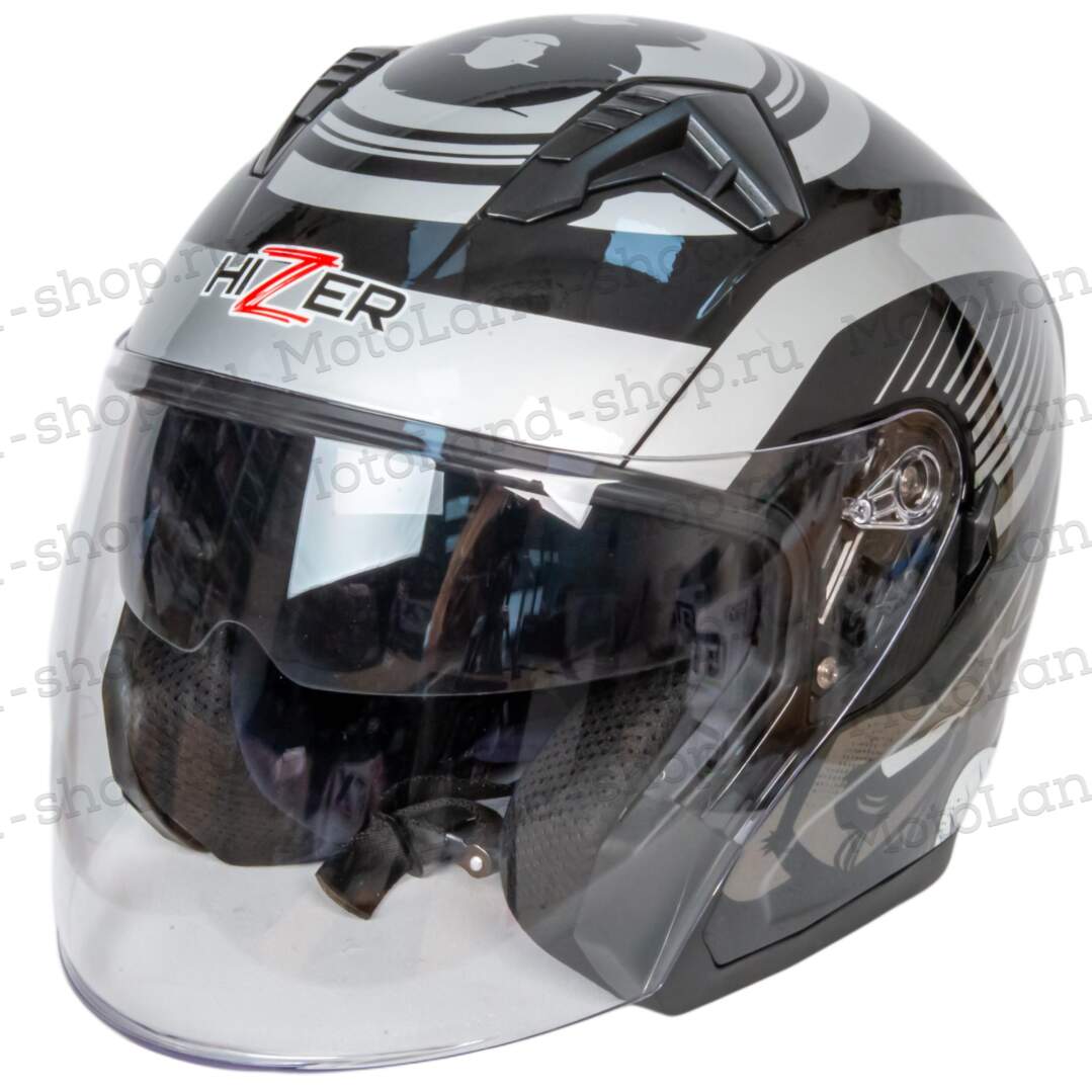 Шлем мото открытый HIZER J228 №2 (S) black/gray
