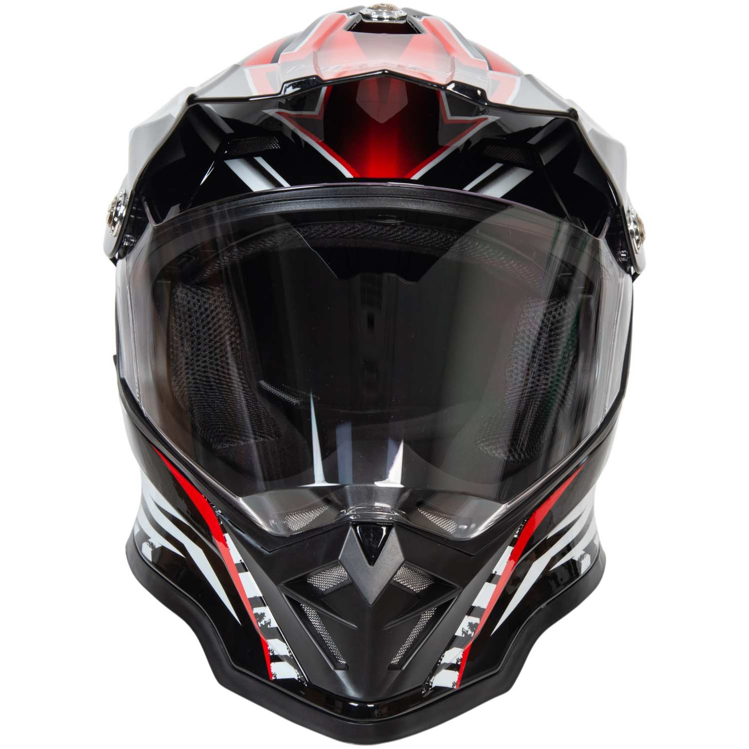 Шлем мото мотард HIZER B6197-1 №2 (L)  black/red/white