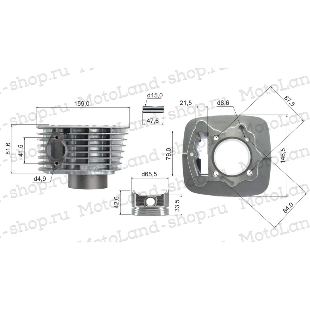 ЦПГ (поршневая) 165FMM (CB250D-G) (65,5*62,2) (87,3/84,4/81,5/15) 250см3 ZSX-TECH