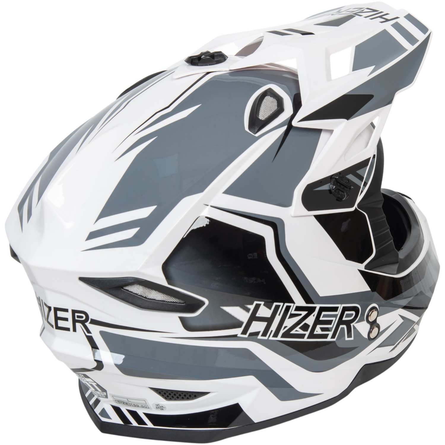 Шлем мото кроссовый HIZER J6801 №4 (S) white/gray