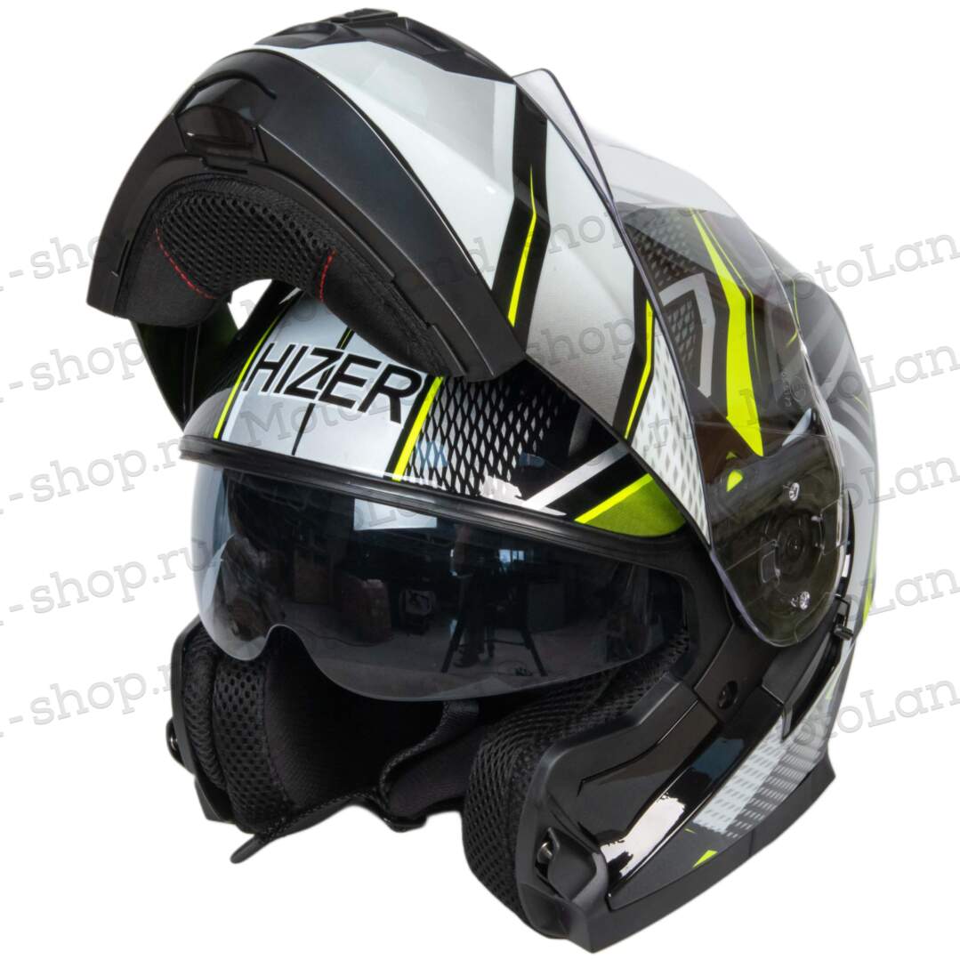 Шлем мото интеграл HIZER B5162 №3 (M)  black/lemon Шлем мото интеграл HIZER B5162 №3 (M)  black/lemon